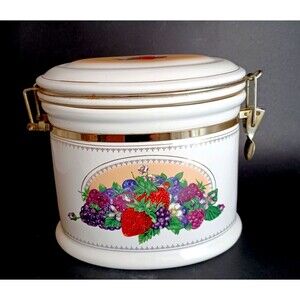 Knott's Berry Farm Foods Ceramic Canister Fruit Pressure Sealed Cookies Vintage